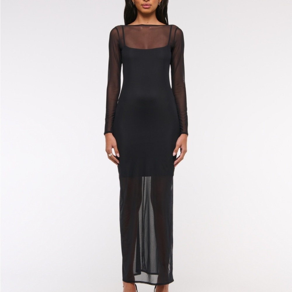 Elegant Black Sheer Maxi Dress